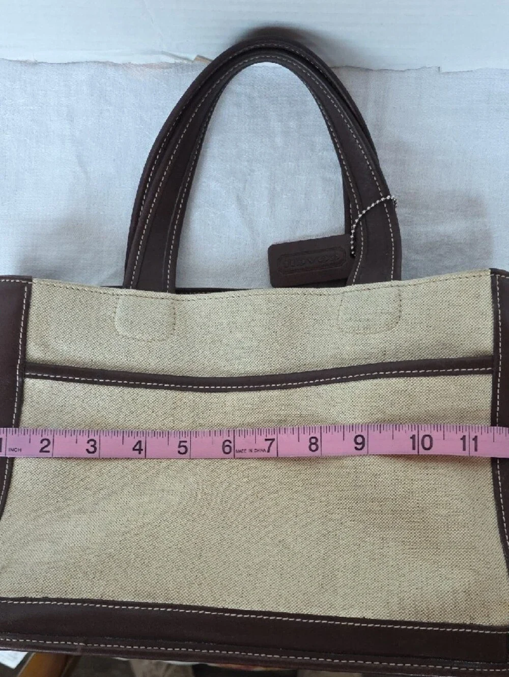 Coach | Vintage Linen Canvas Brown Leather Bleeker Satchel Tote